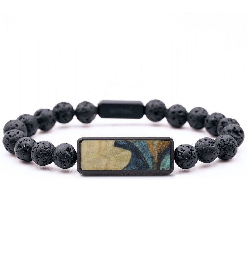 Lava Bead Wood Bracelet - Zayn (Teal & Gold, 816858)
