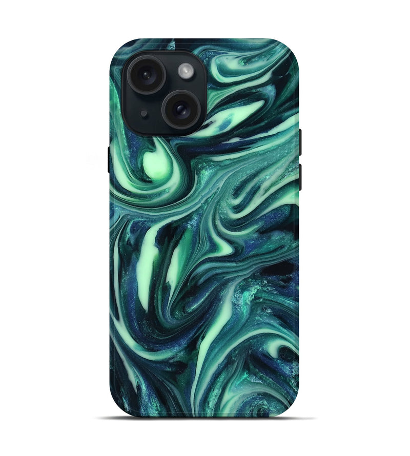iPhone 15 ResinArt Live Edge Phone Case - Abbey (Green, 816866)