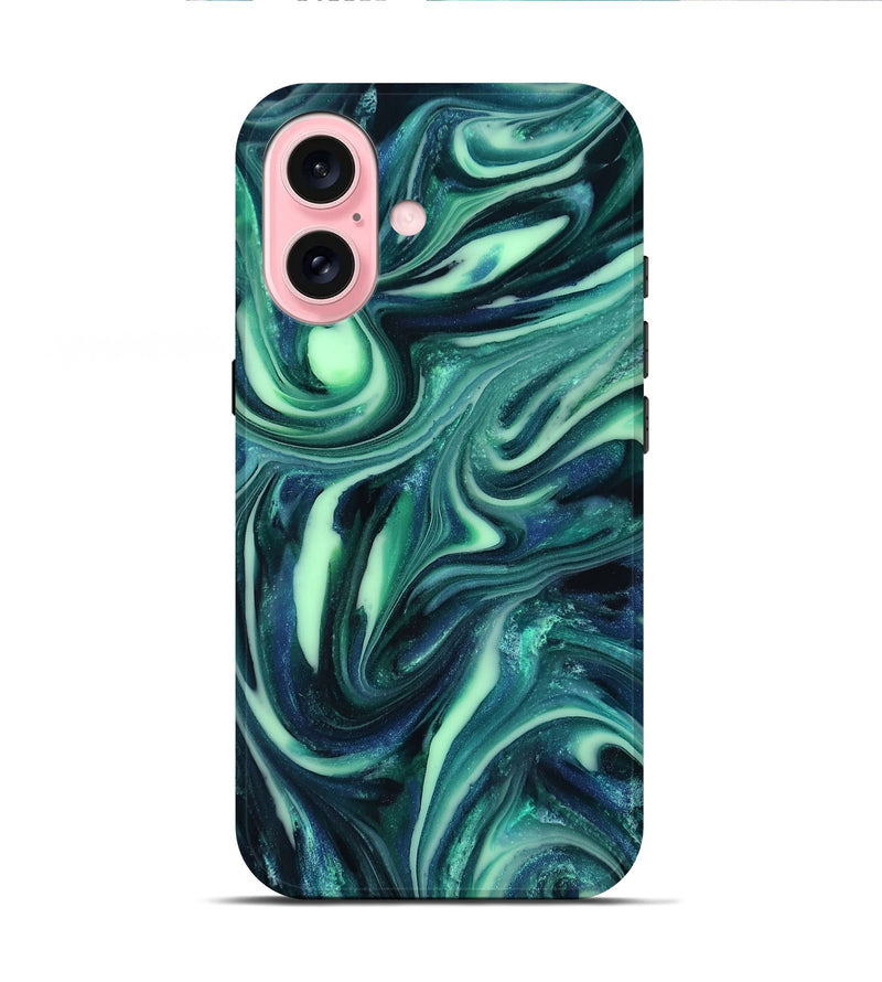 iPhone 16 ResinArt Live Edge Phone Case - Abbey (Green, 816866)