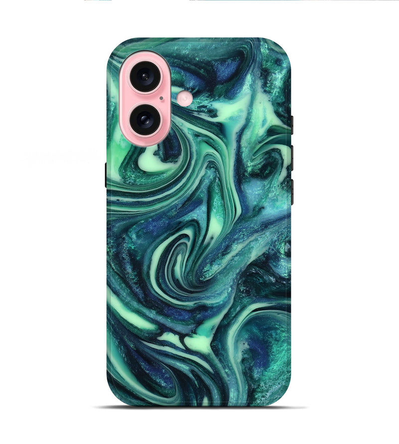 iPhone 16 ResinArt Live Edge Phone Case - Cheryl (Green, 816868)