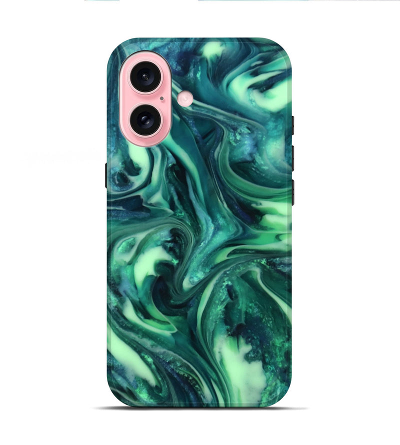 iPhone 16 ResinArt Live Edge Phone Case - Yousef (Green, 816869)