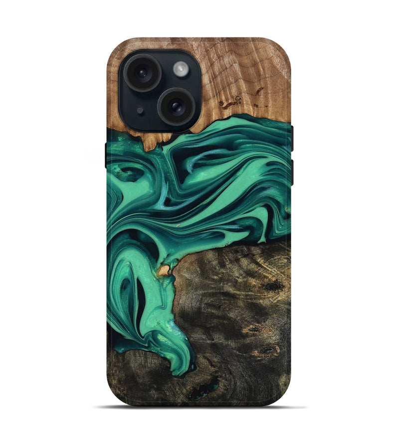 iPhone 15 Wood Live Edge Phone Case - Jaxxon (Green, 816879)