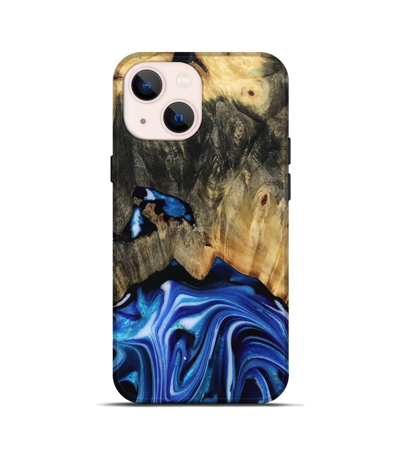 iPhone 13 mini Wood Live Edge Phone Case - Alijah (Blue, 816883)