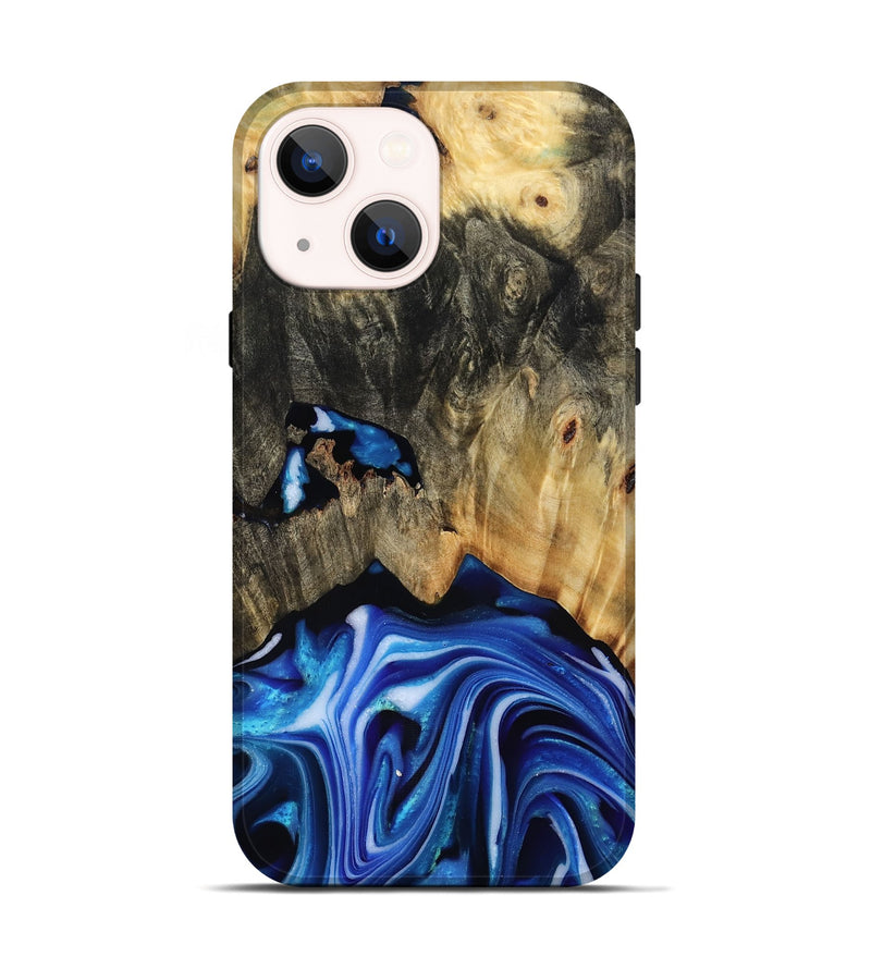 iPhone 14 Wood Live Edge Phone Case - Alijah (Blue, 816883)