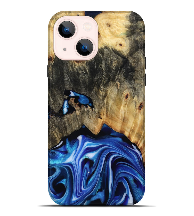 iPhone 14 Plus Wood Live Edge Phone Case - Alijah (Blue, 816883)