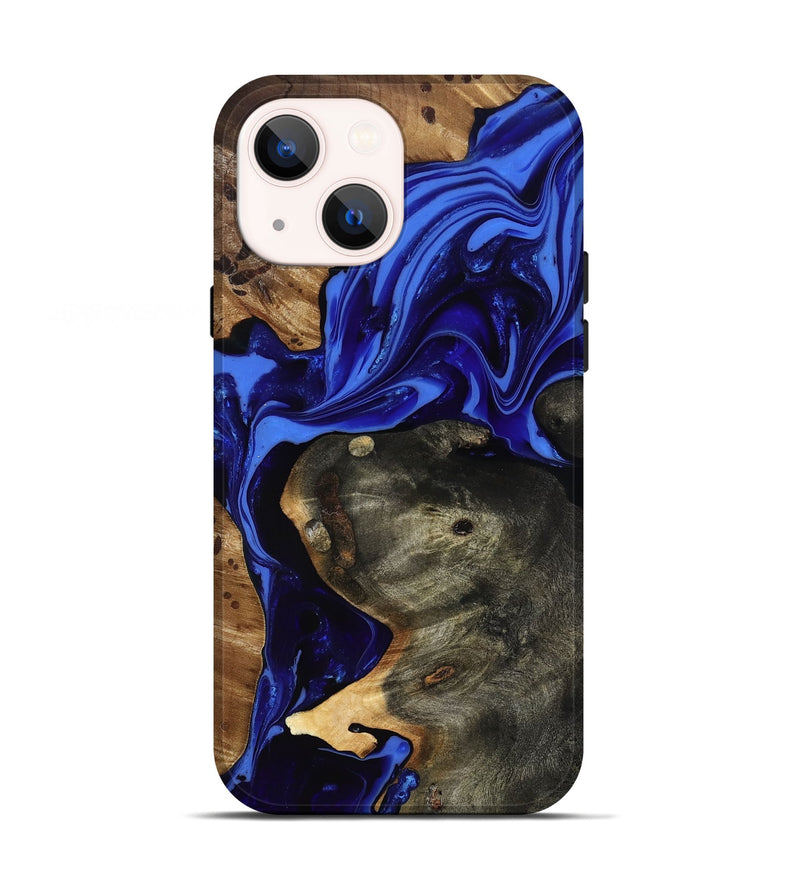 iPhone 13 Wood Live Edge Phone Case - Carie (Blue, 816885)