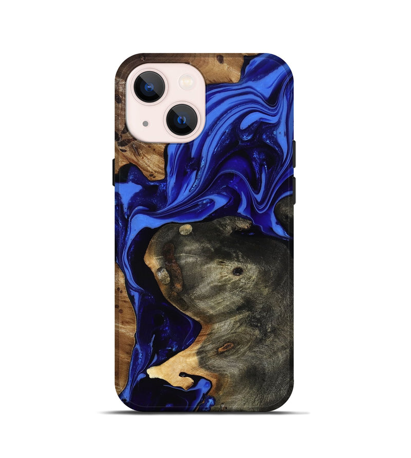 iPhone 13 mini Wood Live Edge Phone Case - Carie (Blue, 816885)
