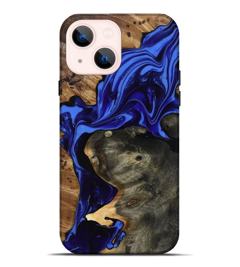 iPhone 14 Plus Wood Live Edge Phone Case - Carie (Blue, 816885)