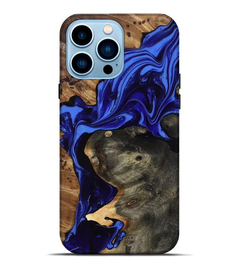 iPhone 14 Pro Max Wood Live Edge Phone Case - Carie (Blue, 816885)