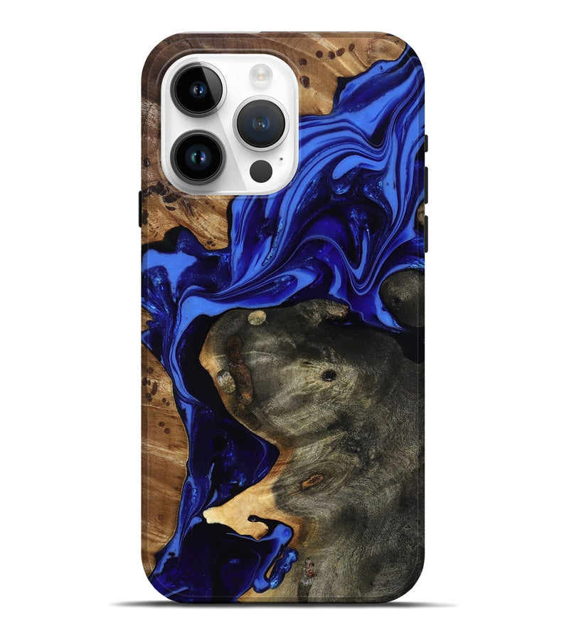 iPhone 15 Pro Max Wood Live Edge Phone Case - Carie (Blue, 816885)