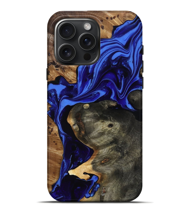 iPhone 16 Pro Max Wood Live Edge Phone Case - Carie (Blue, 816885)