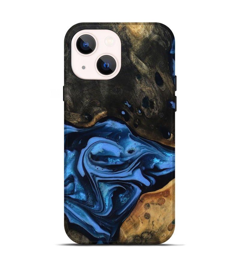 iPhone 14 Wood Live Edge Phone Case - Reggie (Blue, 816887)