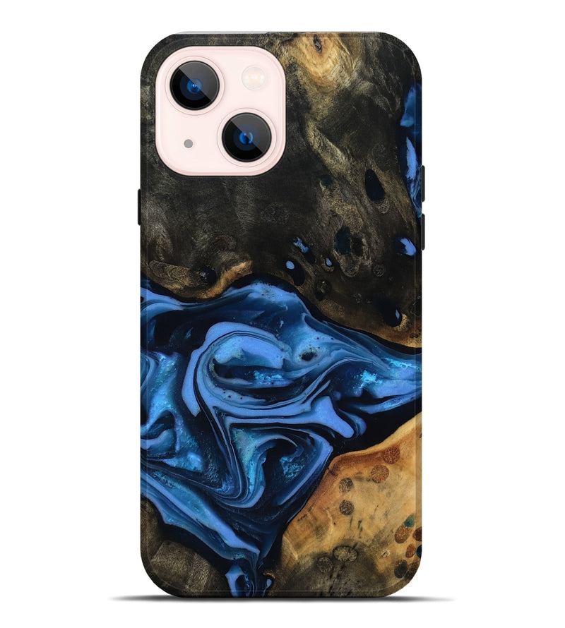 iPhone 14 Plus Wood Live Edge Phone Case - Reggie (Blue, 816887)