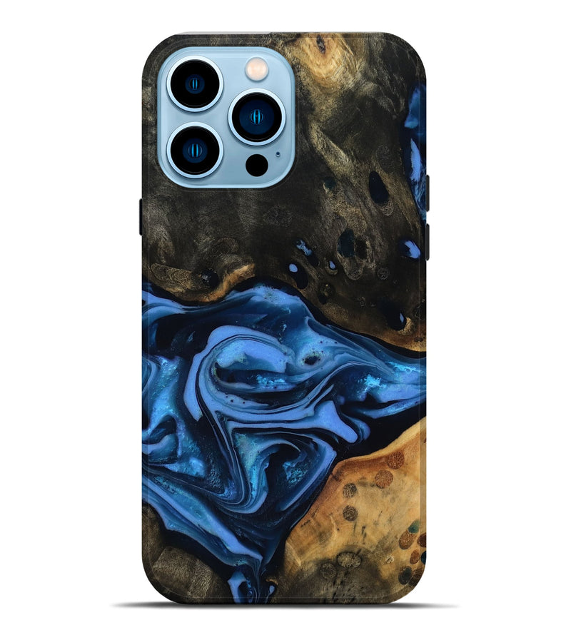 iPhone 14 Pro Max Wood Live Edge Phone Case - Reggie (Blue, 816887)