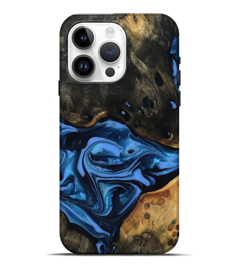 iPhone 15 Pro Max Wood Live Edge Phone Case - Reggie (Blue, 816887)