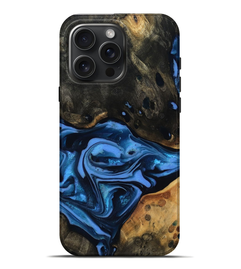 iPhone 16 Pro Max Wood Live Edge Phone Case - Reggie (Blue, 816887)
