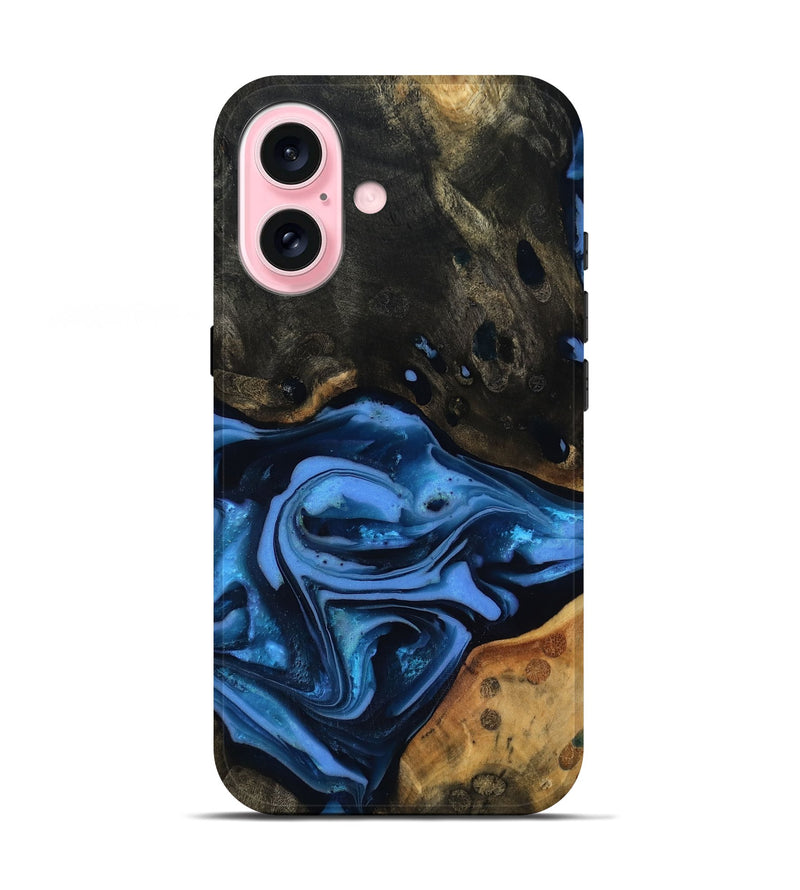 iPhone 17 Wood Live Edge Phone Case - Reggie (Blue, 816887)