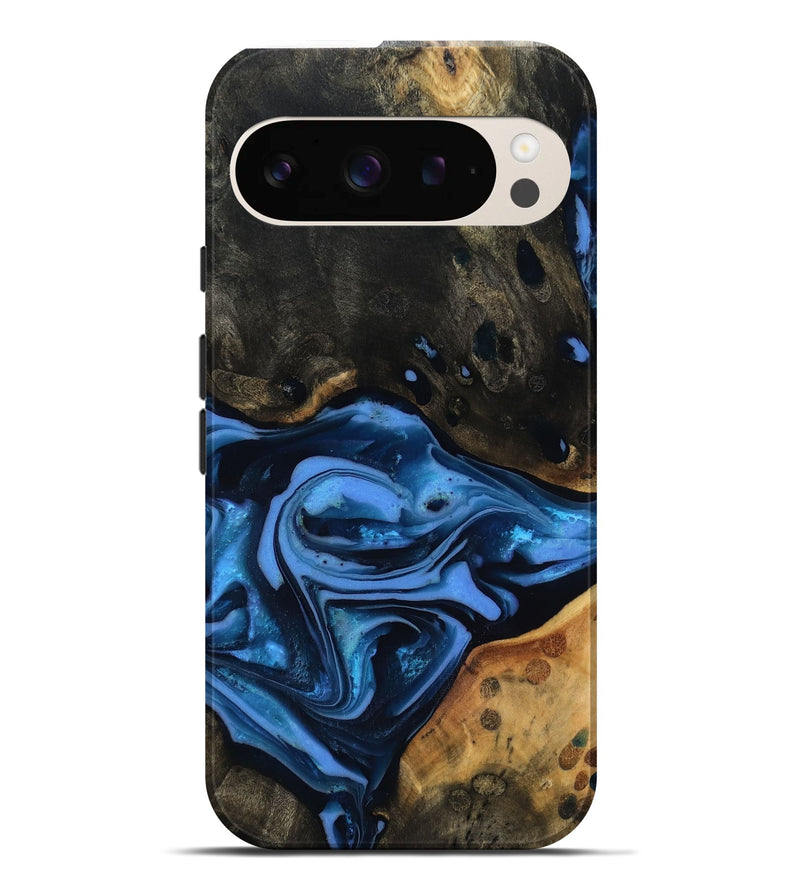 Pixel 9 Pro XL Wood Live Edge Phone Case - Reggie (Blue, 816887)