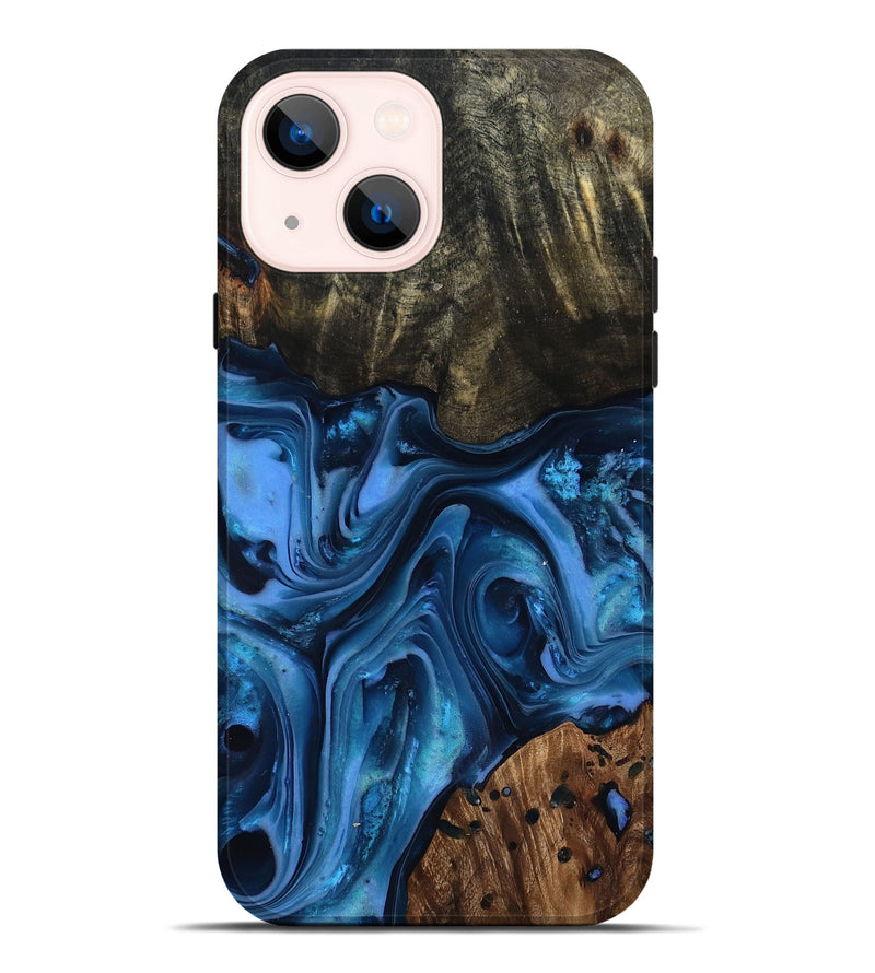 iPhone 14 Plus Wood Live Edge Phone Case - Jovani (Blue, 816888)