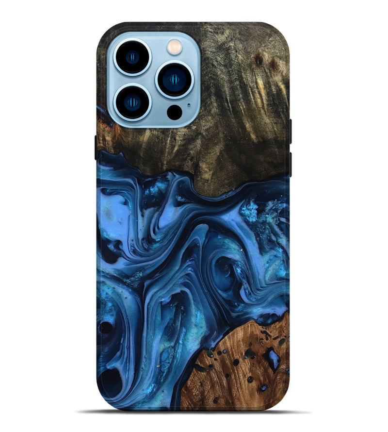 iPhone 14 Pro Max Wood Live Edge Phone Case - Jovani (Blue, 816888)