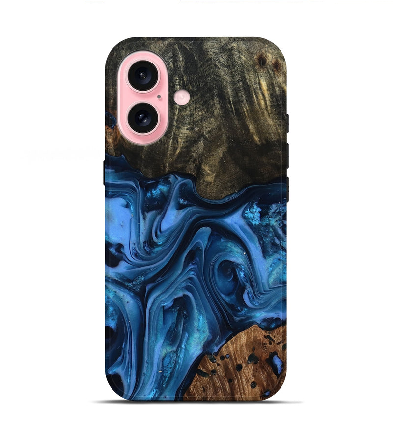 iPhone 16 Wood Live Edge Phone Case - Jovani (Blue, 816888)