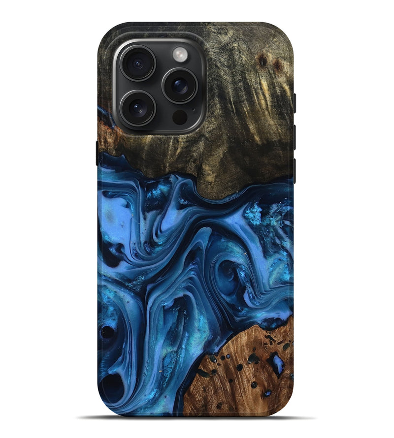 iPhone 16 Pro Max Wood Live Edge Phone Case - Jovani (Blue, 816888)