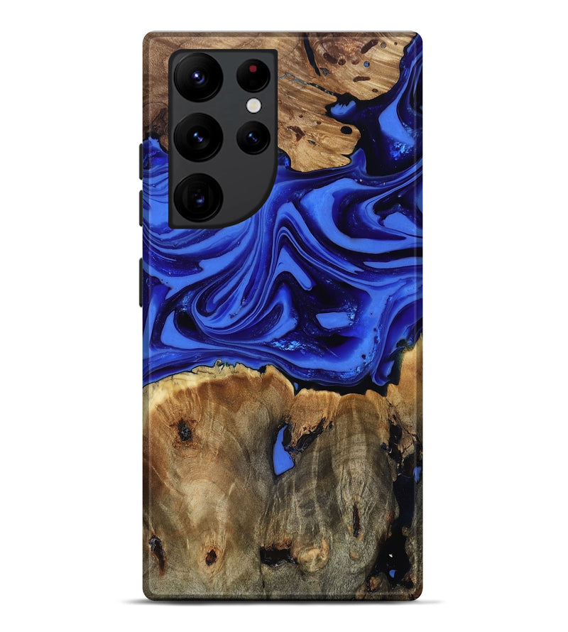 Galaxy S22 Ultra Wood Live Edge Phone Case - Teressa (Blue, 816890)