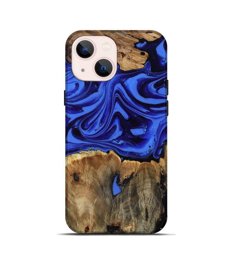 iPhone 13 mini Wood Live Edge Phone Case - Teressa (Blue, 816890)
