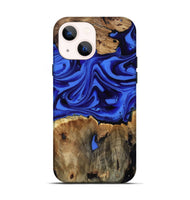 iPhone 14 Wood Live Edge Phone Case - Teressa (Blue, 816890)