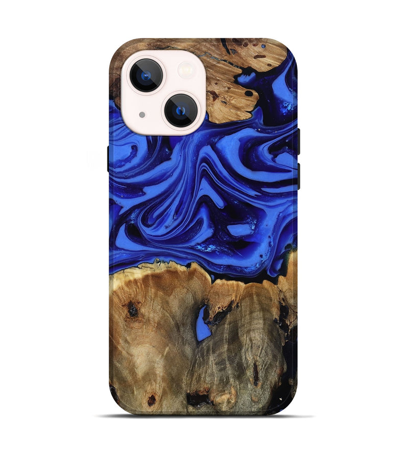 iPhone 14 Wood Live Edge Phone Case - Teressa (Blue, 816890)