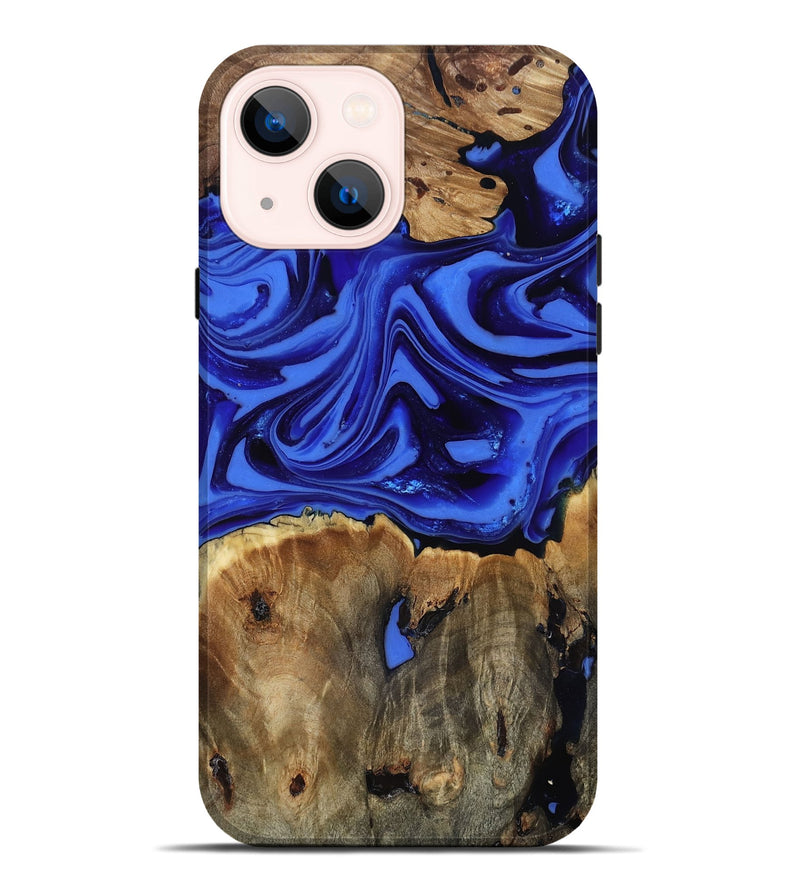 iPhone 14 Plus Wood Live Edge Phone Case - Teressa (Blue, 816890)