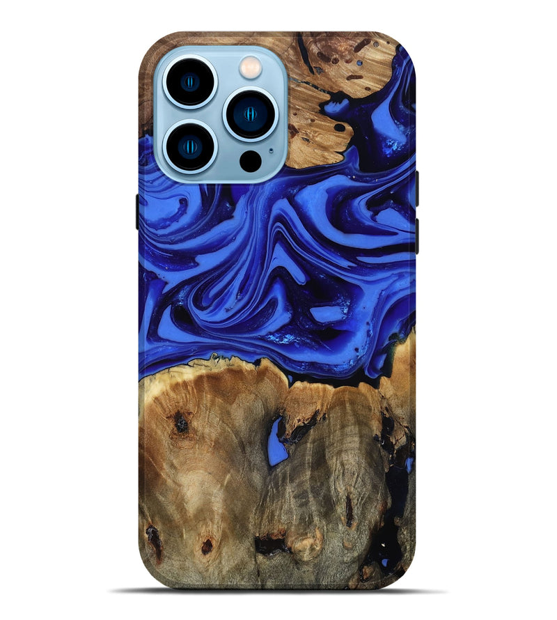 iPhone 14 Pro Max Wood Live Edge Phone Case - Teressa (Blue, 816890)