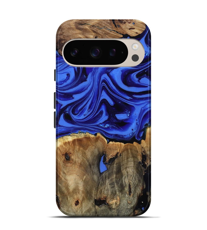 Pixel 9 Wood Live Edge Phone Case - Teressa (Blue, 816890)