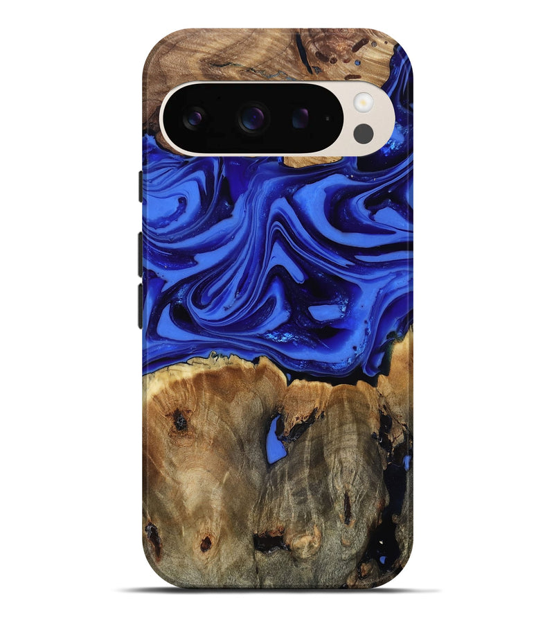 Pixel 9 Pro XL Wood Live Edge Phone Case - Teressa (Blue, 816890)