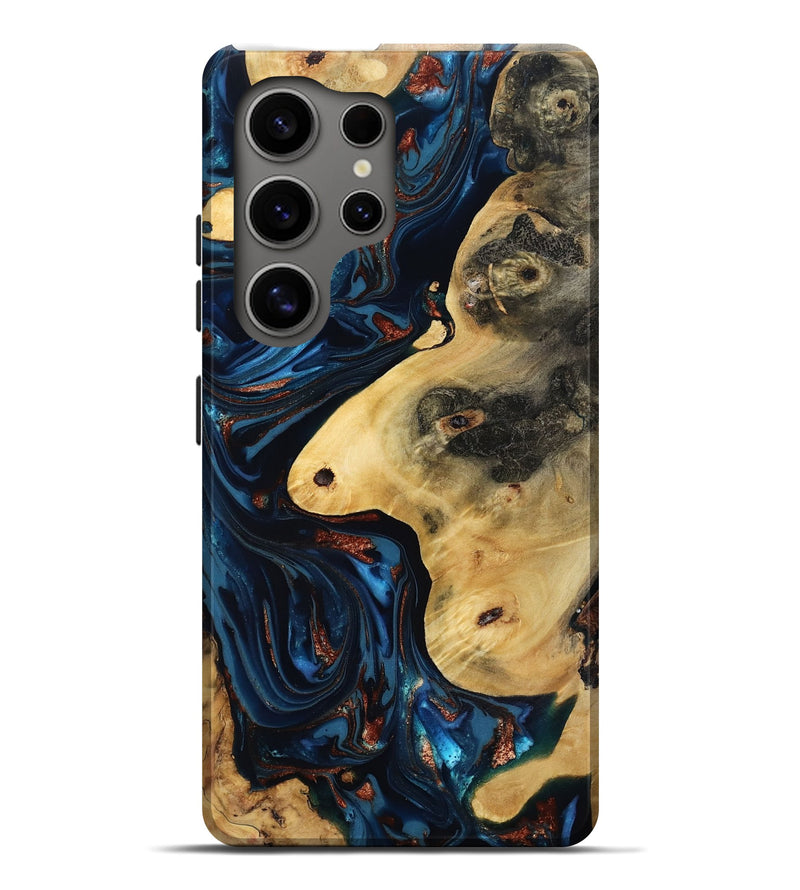Galaxy S25 Ultra Wood Live Edge Phone Case - Natalie (Teal & Gold, 816892)