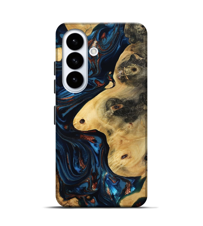 Galaxy S26 Wood Live Edge Phone Case - Natalie (Teal & Gold, 816892)