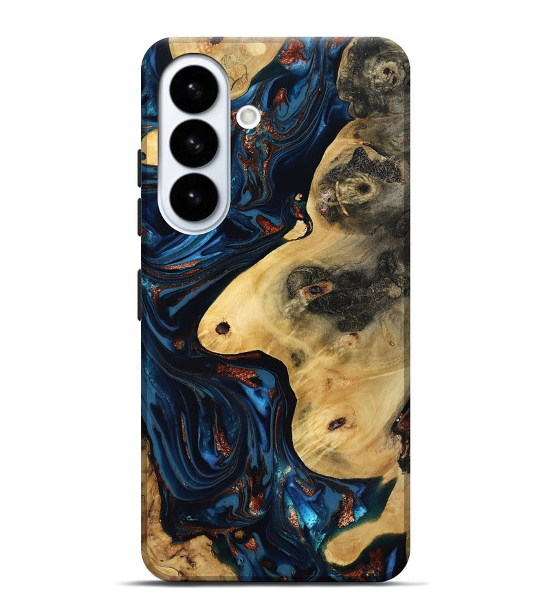 Galaxy S26 Plus Wood Live Edge Phone Case - Natalie (Teal & Gold, 816892)