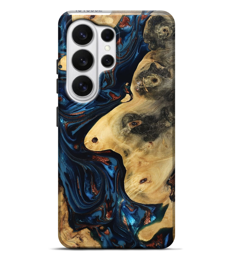 Galaxy S26 Ultra Wood Live Edge Phone Case - Natalie (Teal & Gold, 816892)