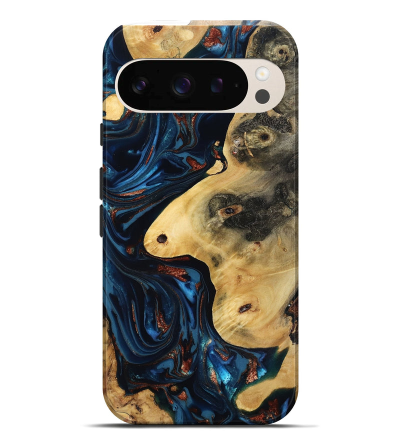 Pixel 10 Pro XL Wood Live Edge Phone Case - Natalie (Teal & Gold, 816892)