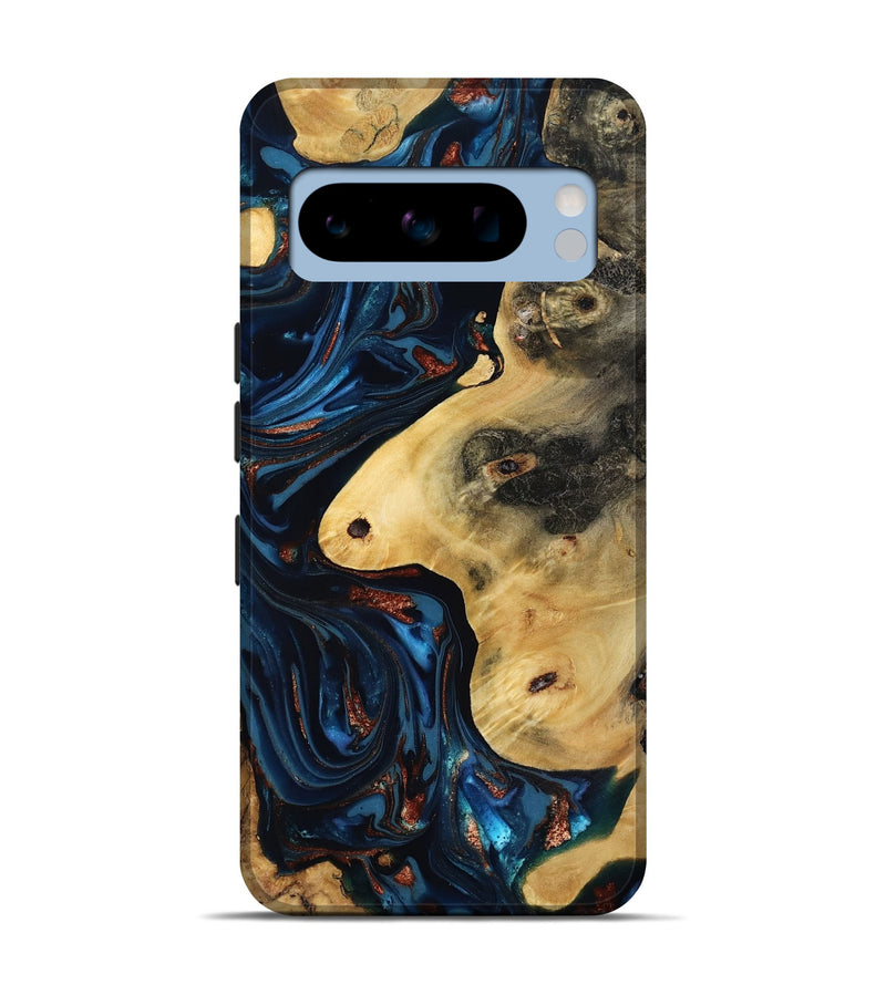 Pixel 8 Pro Wood Live Edge Phone Case - Natalie (Teal & Gold, 816892)