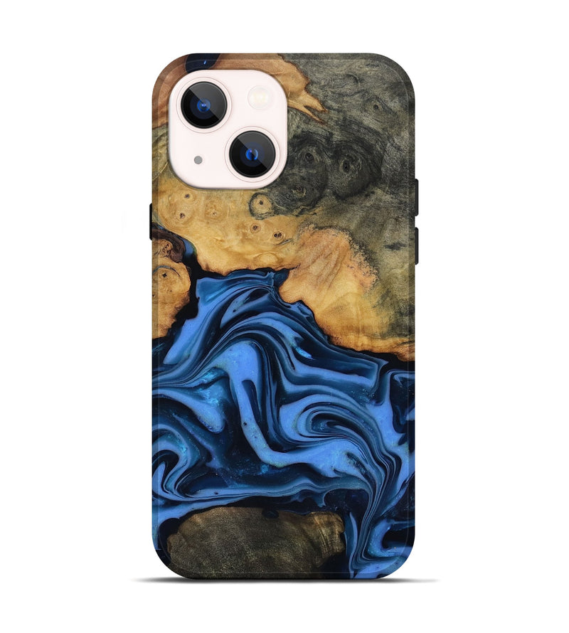iPhone 14 Wood Live Edge Phone Case - Alfred (Blue, 816901)