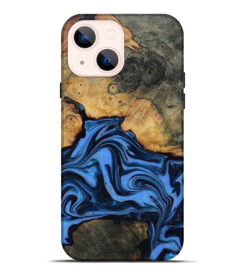 iPhone 14 Plus Wood Live Edge Phone Case - Alfred (Blue, 816901)