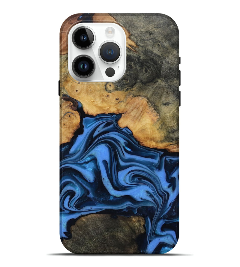iPhone 15 Pro Max Wood Live Edge Phone Case - Alfred (Blue, 816901)