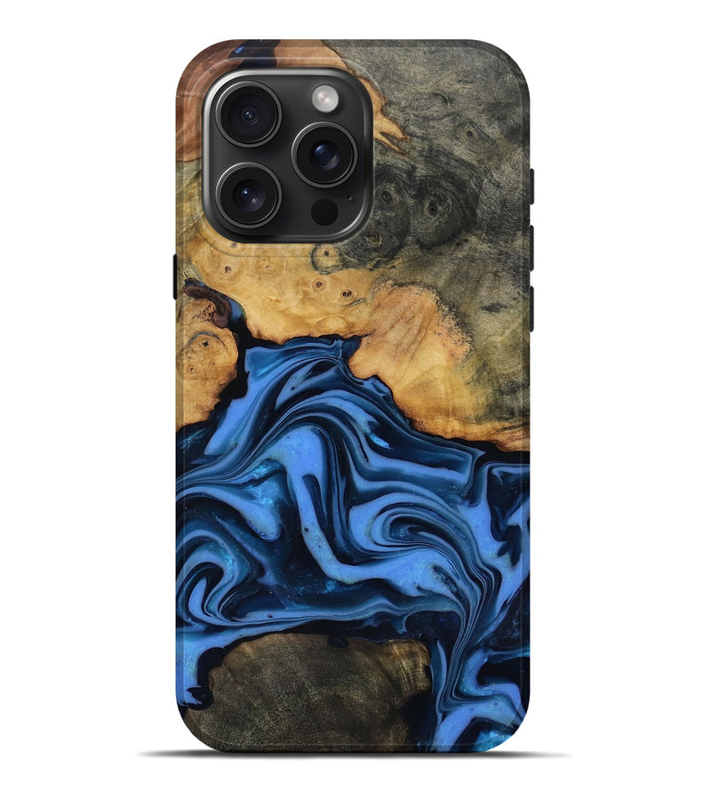 iPhone 16 Pro Max Wood Live Edge Phone Case - Alfred (Blue, 816901)