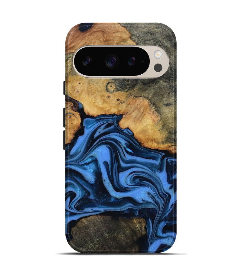 Pixel 9 Wood Live Edge Phone Case - Alfred (Blue, 816901)