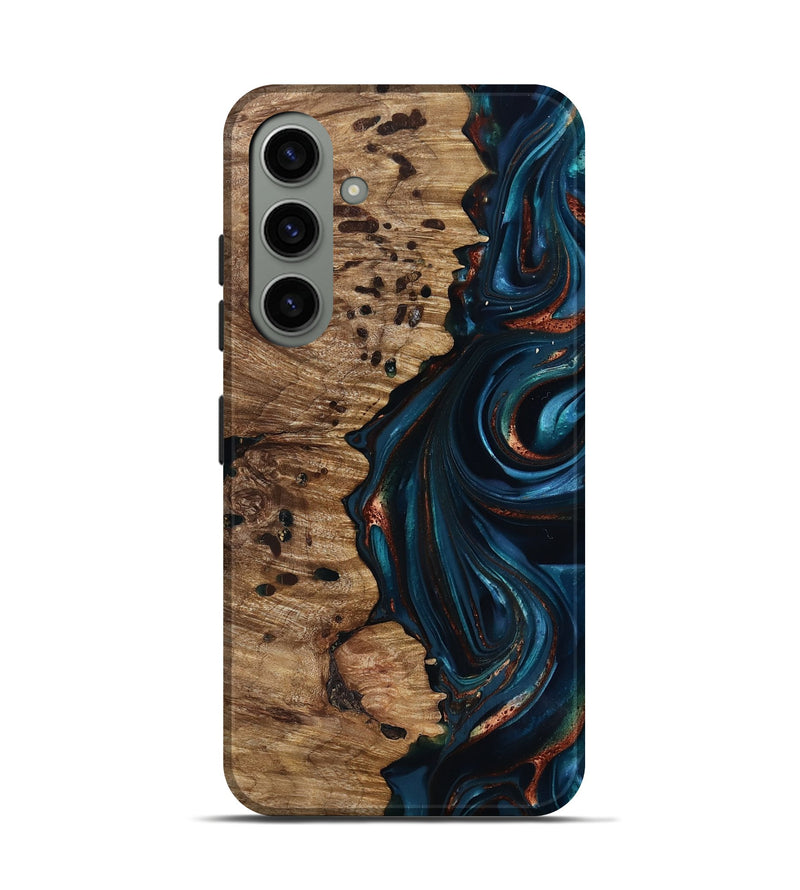 Galaxy S24 Wood Live Edge Phone Case - Misael (Teal & Gold, 816902)