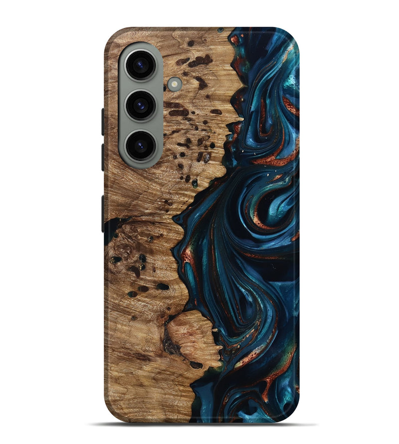 Galaxy S24 Plus Wood Live Edge Phone Case - Misael (Teal & Gold, 816902)
