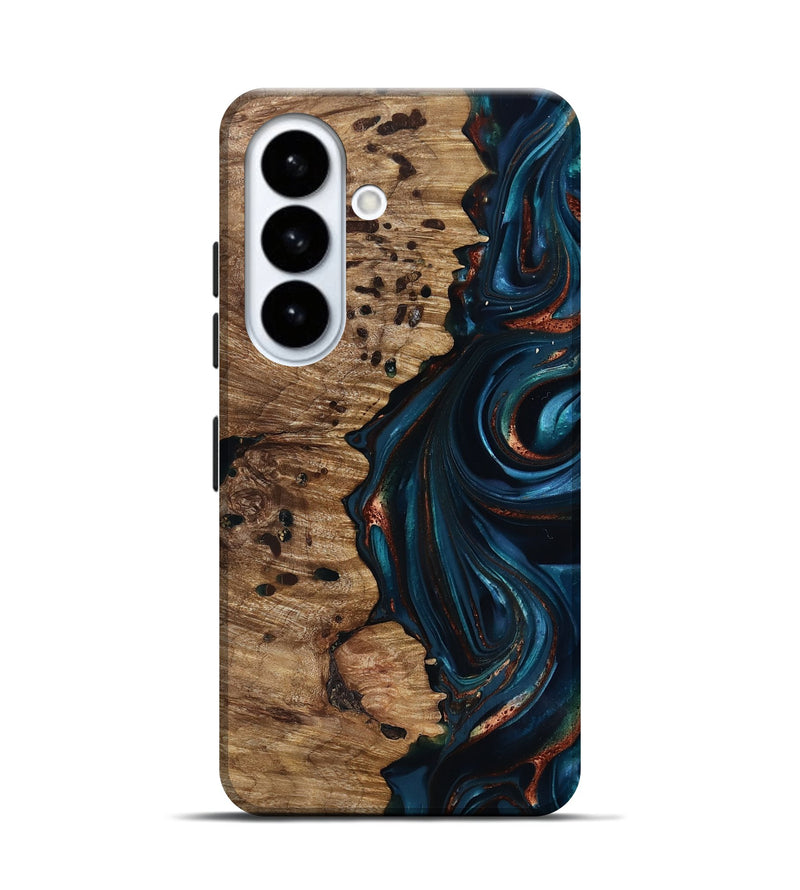 Galaxy S26 Wood Live Edge Phone Case - Misael (Teal & Gold, 816902)