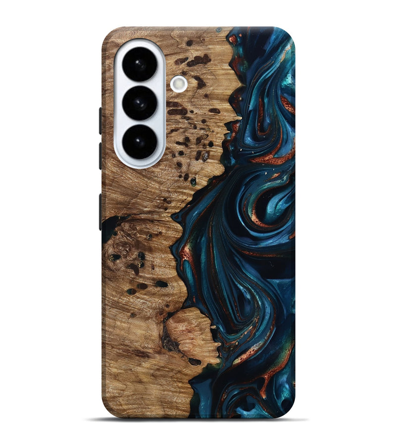 Galaxy S26 Plus Wood Live Edge Phone Case - Misael (Teal & Gold, 816902)