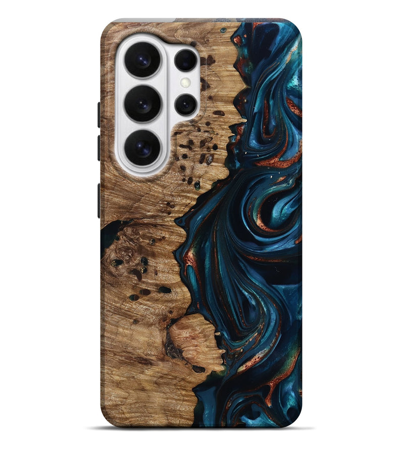 Galaxy S26 Ultra Wood Live Edge Phone Case - Misael (Teal & Gold, 816902)